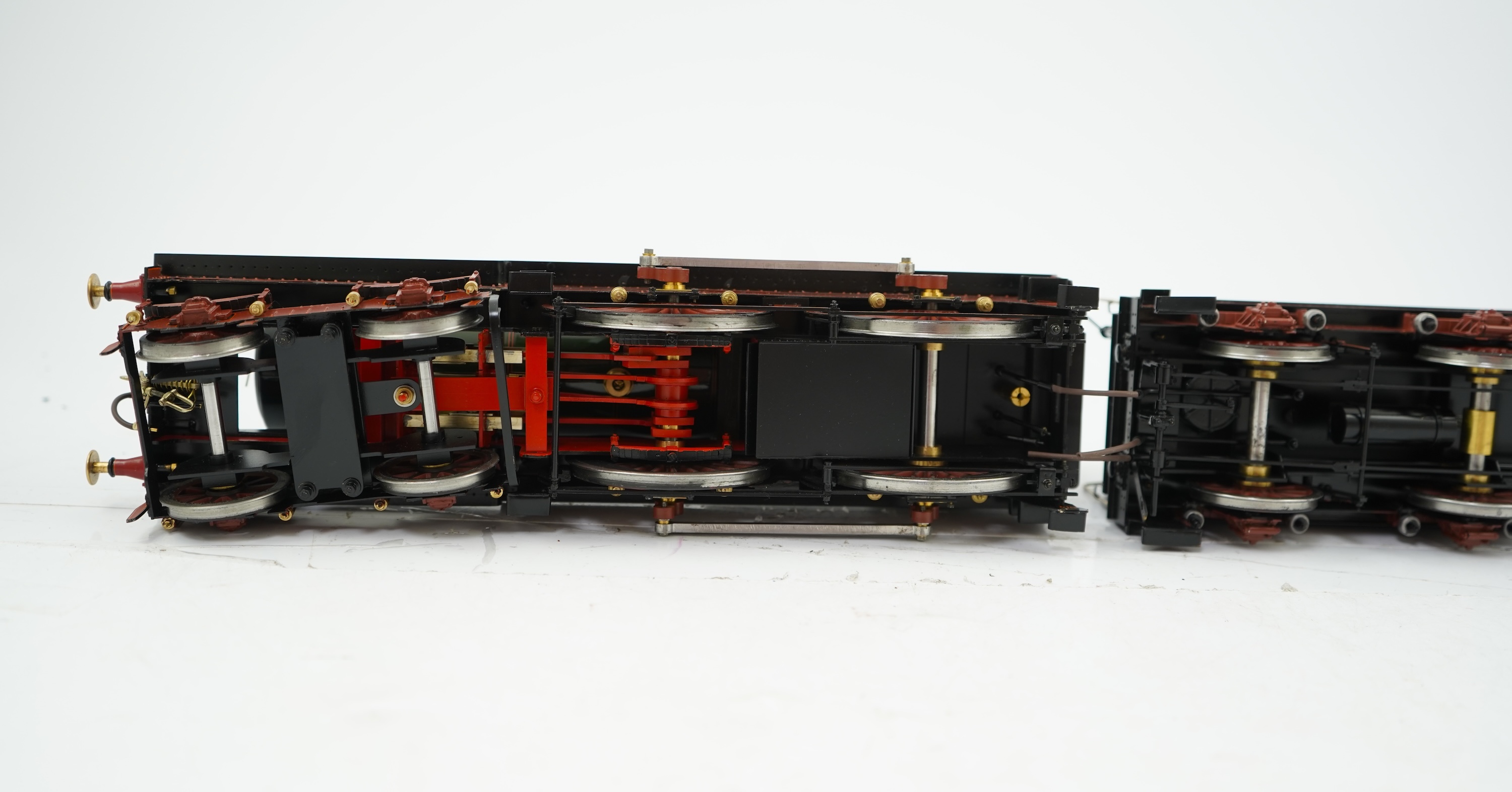A Gauge One model of GWR Atbara Class, Atbara 3373, 4-4-0 tender locomotive, the model is unpowered, allowing for detailed valve gear and cylinders between the frames.
